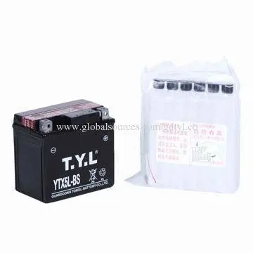 Motorcycle battery with 12V/5Ah, modeled as YTX5L-BS