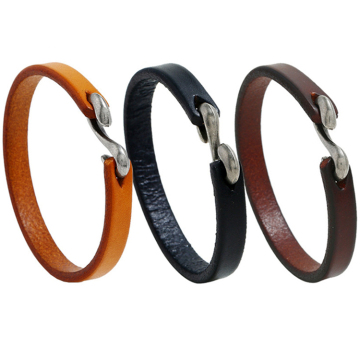 Wholesale Men's Punk Design Leather Wristbands: Black and Brown Cuff Bracelets for Males