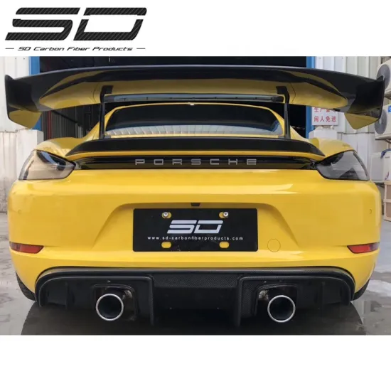 Clubsport Style Dry Carbon Fiber Rear Diffuser and Bumper Lip for 718 Cayman