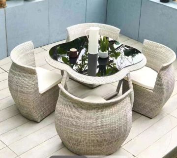 Waterproof Rattan Coffee Dining Set for Patio and Garden