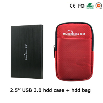 1Set External Hard Drive Accessory(2.5'' HDD Case+ 5'' Hdd Bag)Protect 2.5Inch hdd sata to USB 3.0 hdd Enclosure tool U23YA+25BB