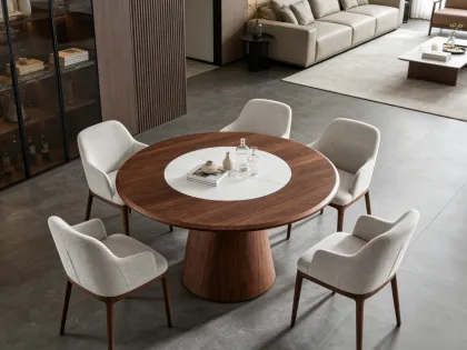 Luxury Marble Dining Table Featuring Rotating Center
