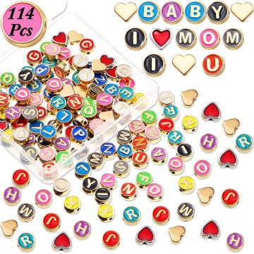 114 PLES Perles de lettre d&#39;alphabet en alliage en alliage en alliage