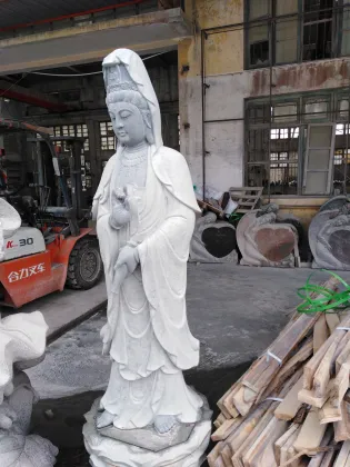 Large White Marble Stone Temple Quan Yin Buddha Statue