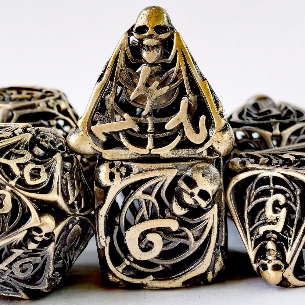 Skull Metal Dnd Dice Sets