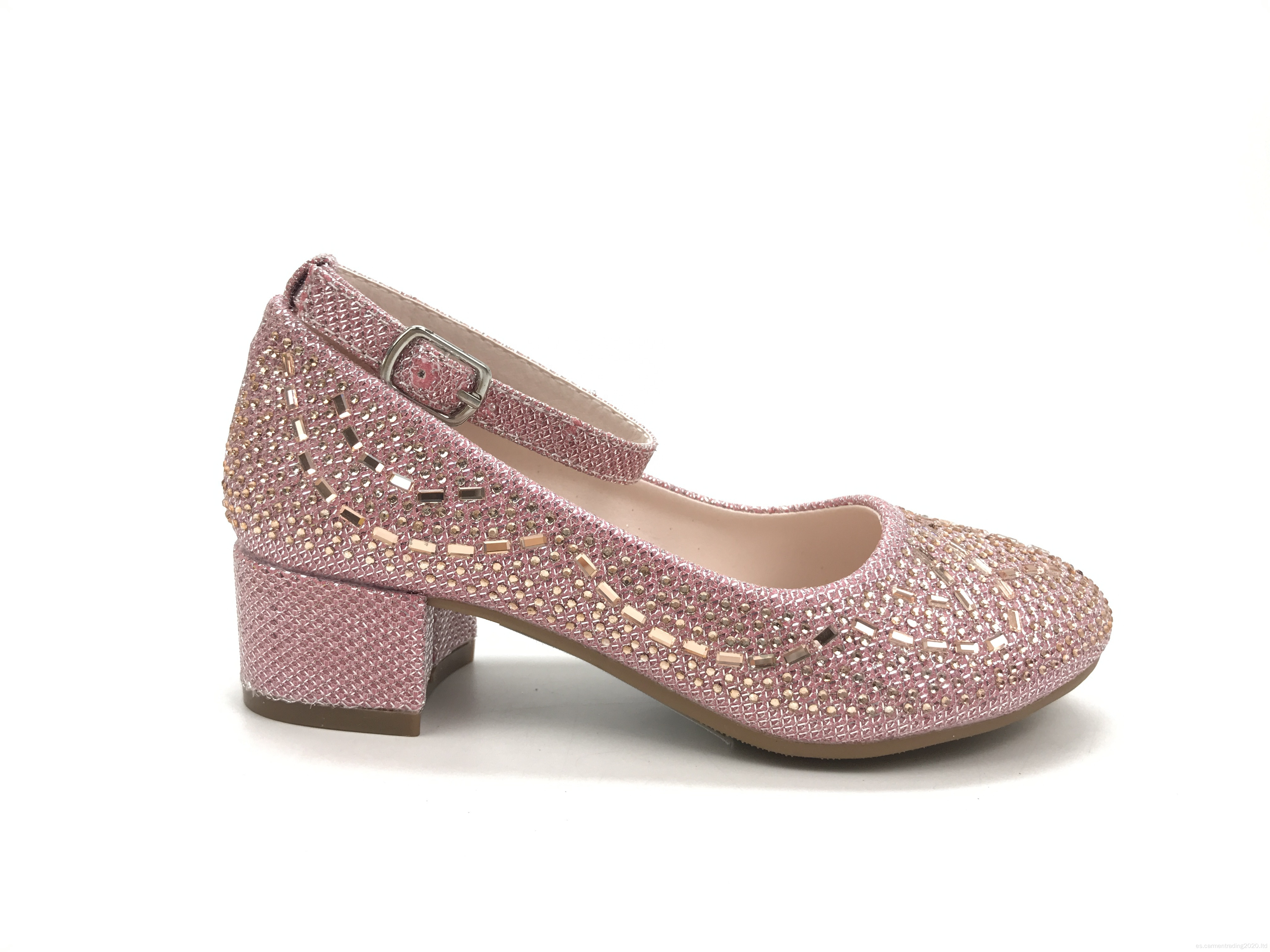 Zapatos de diamantes de imitación de moda Material superior de brillo de tacón bajo