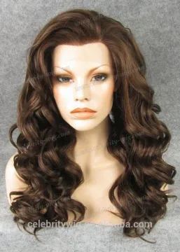 Natural Brown Color 24 inch Synthetic Lace Front Wigs for Party Cosplay Wigs Heat Resistant Fiber Wigs