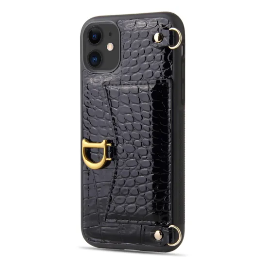 Leather phone case with strap for girls