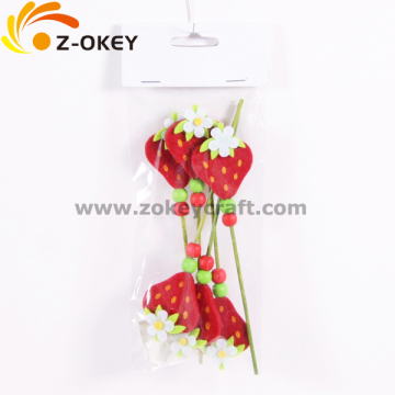 Strawberry felt crafts with a stick for home decorative