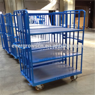 custom design 2/3/4 sides Collapsible rolling security container for cargo and storage equipment with PP wheels