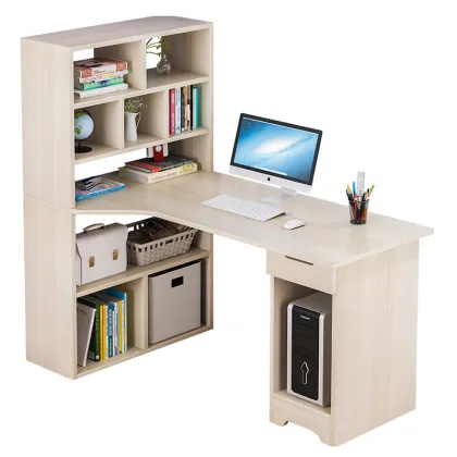 Contracted Simple Desktop Study Table with Bookshelf for Home Office and Study
