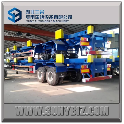 Terminal frame container trailer 40ft 2 lines skeleton container semi trailer