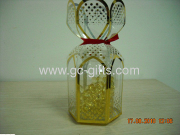 Sechseckige klar Pp-Box mit metallisch Golden drucken