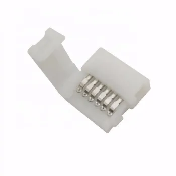 12mm Wide Solderless RGBCCT LED Strip Connector - 6 Pin L Corner Plug and Play