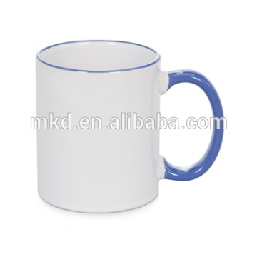 MEIKEDA 11oz coated coffee mug with blue Rim&Handle