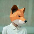 キツネのお面 DIY 3D ポリゴン ペーパークラフト キット