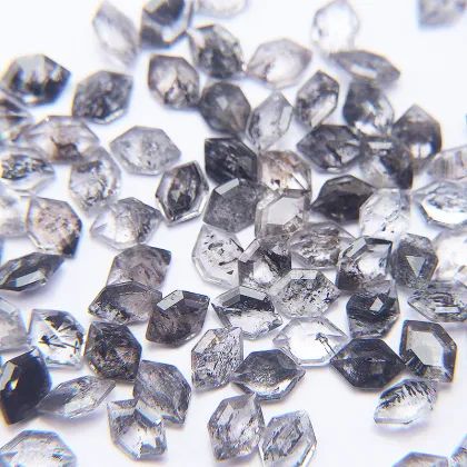 Natural Salt And Pepper Diamond Long Hexagon Cutting