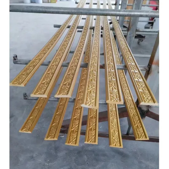 Gold Beautiful Flower Embossed PU Cornice Design