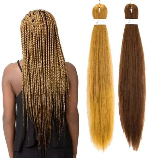 Synthetic Braiding Hair Extensions Yaki Straight DIY Senegal Box Crochet Braids Low Temperature Ombre Pre Stretched Braid Hair