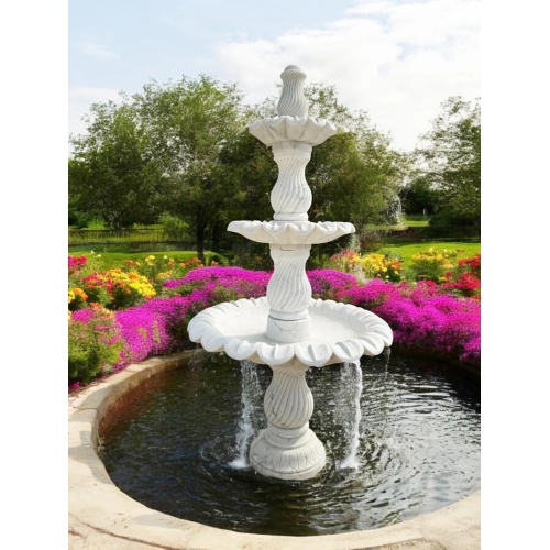 Handcrafted White Marble Fountain Garden Centerpiece