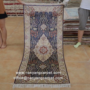 2.5'x6' Hand Knotted Pure Silk Persian Runner Rug