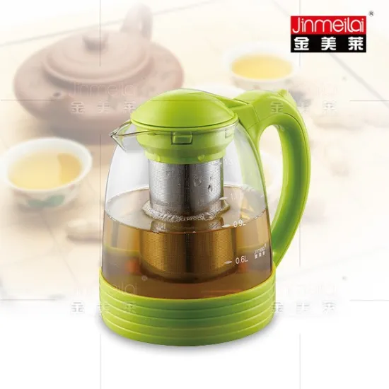 newly design colored borosilicate glass teapot,colored glass teapot, glass kettle with SS filter