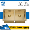 Nano 304 aço inoxidável dourado pia de cozinha artesanal