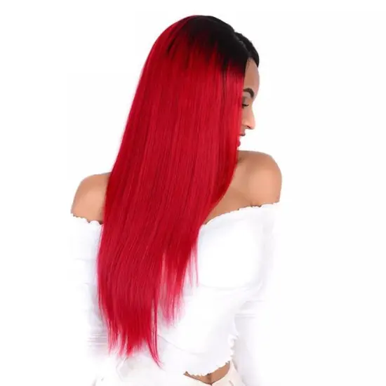 pre plucked 13x4 ombre red human hair lace front wigs, straight black and red lace closure wig human hair
