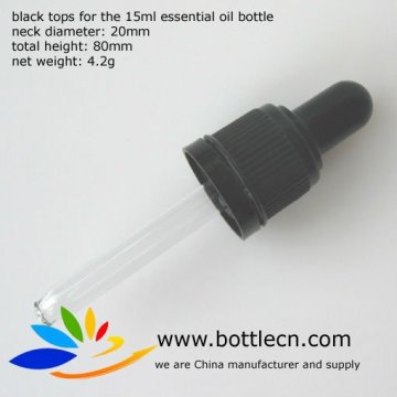 15ml 20mm black polypropylene tops bulb glass droppers