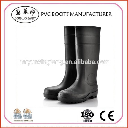 Corrosion Resistant Black Men Knee High PVC Mining Safety Boots