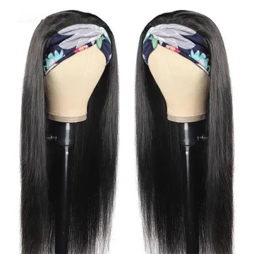 Factory Supplier Selling Natural Hair Headband Wigs For Women Peruvian Glueless Natural silky Straight Human Hair Wigs In Stock