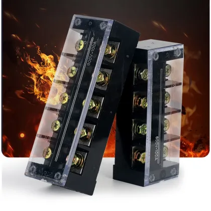 TB Series 60A Terminal Blocks - TBC-6003, TBC-6004, TBC-6006, TBC-6012 with Ear Plate Cover Screw Barrier
