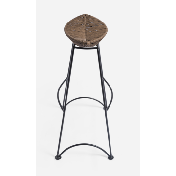 Modern rattan seat with iron base footrest barstool