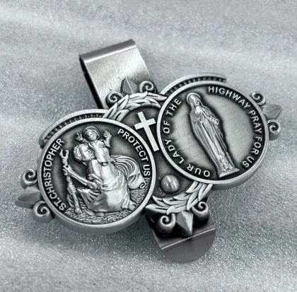 Wholesale Zinc Alloy Car Charm Pendant - Saint Christopher Visor Clip