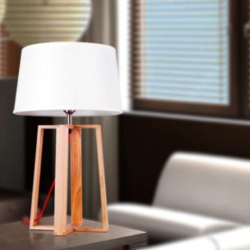 traditional wooden table lamp with bamboo shade