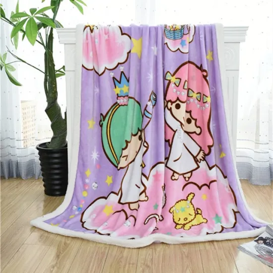 Wholesale china winter cheap fleece custom print cartoon chunky knit cartoon blanket for kid