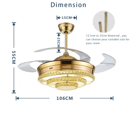 Modern decorative fan light silent led ceiling fan