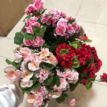 YAYUN A-1161 Artificial Silk Geranium Begonia Flower Bouquet Potted
