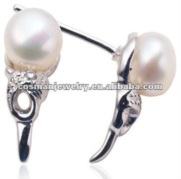 white gold pearl earrings,pearl earring,pearl drop earrings WSEHR04358