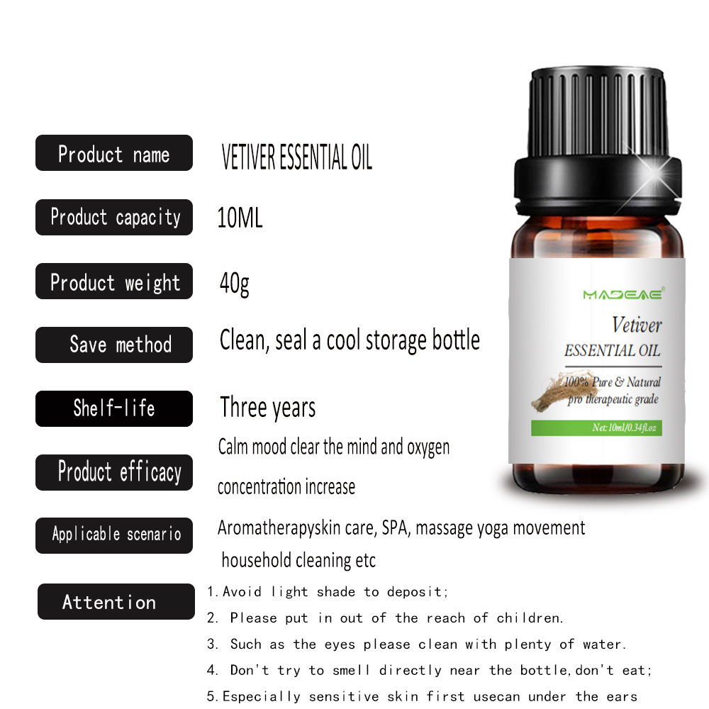 Pain Relief Water-Soluble Vetiver Essential Oil Diffuser Oil