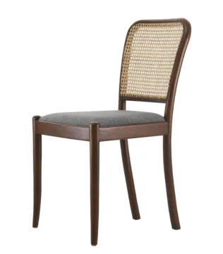 Modern Solid Wood Rattan Back leather Dining Chair