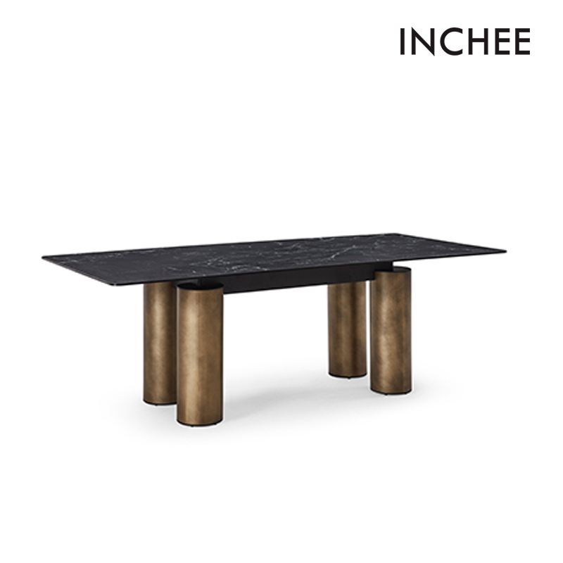 Modern Kitchen Dining Table With Black Slate Top