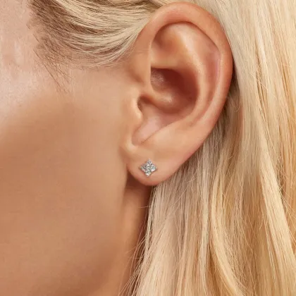 Simple Sparkle Moissanite Diamond Stud Earrings S925 Sterling Silver Platinum Plated Jewelry for Women