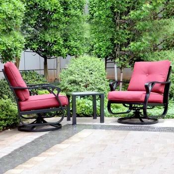 Wholesale High-Quality Outdoor Steel Swivel Rocking Chair 3-Piece Garden Set