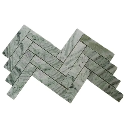 Green Valley Stone Marble Herringbone Mosaic Tile