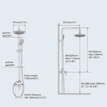 Ensemble de douche à robinet de salle de bain avec douche à main