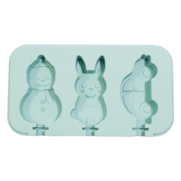 Multi-Shape Cartoon Silicone Ice Cream Mold with Cover and Sticks