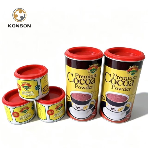 Latas de lata para fermento em pó de qualidade alimentar e latas de metal em pó de cacau com vedação hermética