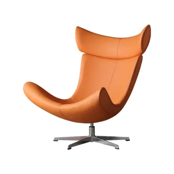 Modern Swivel Leisure Chair: Cozy Leather High Backrest Lounge Chair for Office