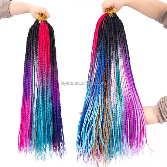 Alileader Senegalese Twist Synthetic Ombre Crocheted 2x Crochet Braids Hair Extensions Ombre Crochet Braids Hair Attachment